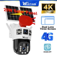 Wistino กลางแจ้ง 4G พลังงานแสงอาทิตย์กล้องวงจรปิด 20W 7W พลังงานแสงอาทิตย์ PIR Human Detection เสียง