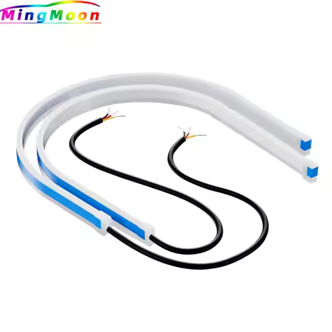 2 Pcs Universal Auto Headlights Car DRL Flexible Waterproof Headlight LED Strip RGB Turn Signal Yell