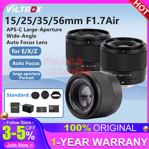 ❧Viltrox AF 15mm 25mm 35mm 56mm F1.7 Air APS-C Large-Aperture Wide-Angle Auto Focus Lens for Fujifil