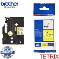Brother Original TZe-FX611 TZe-FX621 TZe-FX631 TZe-FX641 TZe-FX651 Black on Yellow Flexible ID Lamin