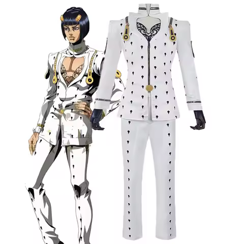 Anime Bruno Buccellati Cosplay JoJos Bizarre Adventure Golden Wind Costume Slim White Uniform Hallow
