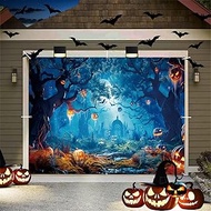 ChloropLastid Halloween Garage Door Cover Banner 7x8ft Scary Forest Halloween Garage Door Decoration