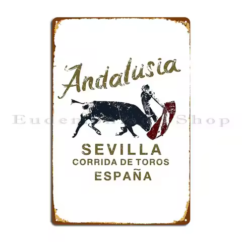 Spain Seville Spanish Bullfighting Matador Andalusia Vintage Metal Plaque Poster Vintage Design Wall