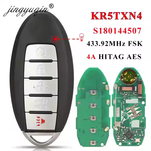 jingyuqin KR5TXN4 S180144507 Smart 5 Button Key for Nissan Rouge 2019 2020 2021 Kicks 433Mhz 4A HITA