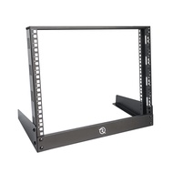 RIVECO 8U Desktop Rack for Network & Audio, 19 Inch 2 Post Open Frame Cabinet with Reinforced Beam, 