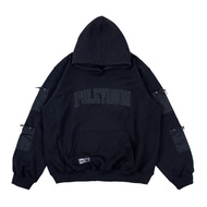 Poleyrum Essentials Hoodie - Pullover Sweater Oversized Fit Cotton Fleece Blend Men Unisex Black Ove