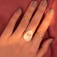 The Fossil 化石系列 純銀鍍金開口戒指 (單只)