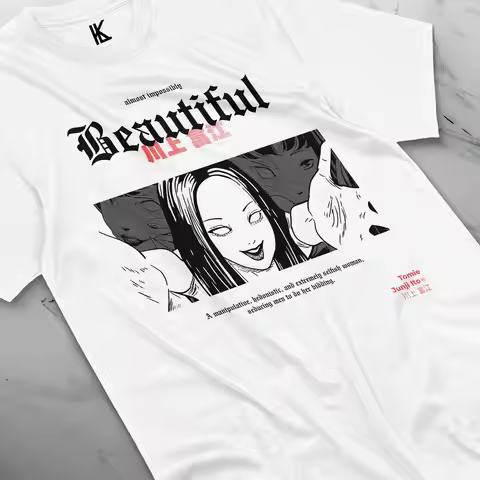 new Tomie Junji Ito Horror Tee, Junji Ito Uzumaki Title T-Shirt,Horror Manga