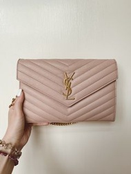 🫶🏻 YSL WOC鍊包 粉色 22公分❤️手機包/魚子醬皮/耐刮/Saint Laurent聖羅蘭
