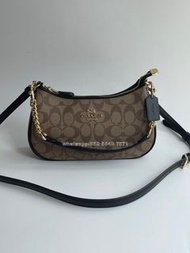 🎀順豐包郵 全新 💙Coach CA548 斜孭袋 塗層帆布配皮革｜Color 卡其色+黑色｜Size 24.5x6x13 cm💙收據配件全齊適合送禮 嚴格檢測貨品絕對完美 限順豐發貨交面勿擾 自用 
