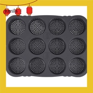 [JU] Silicone Hamburger Mold Homemade Burger Patty Mold 12 Grids Non-stick Silicone Hamburger Bun Pan with Air Hole Design Perfect for Baking in the Kitchen