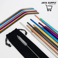 3-in1 Stainless Washable Metal Straw With Pipette Brush Straw Color 5-in1 BOBA Straw Pouch irabella