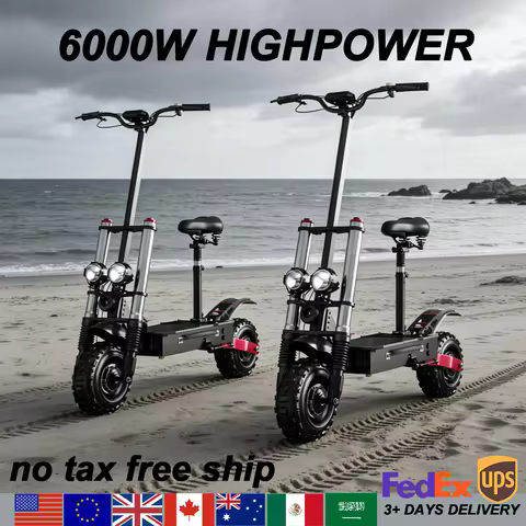 Dual Motor Electric Scooter 11inch Off Road Tire 400LBS EScooter 6000W Powerful Long Range Folding E