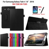 สำหรับ Samsung Galaxy Tab A A6 7.0 2016กรณี T280 T285 SM-T280 SM-T285แผ่นปิดหน้าจอแท็บเล็ตแบบสมาร์ทพลิกตั้งหนัง PU + ของขวัญ