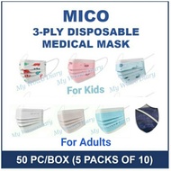 Mico Mask 3-Ply Disposable Medical Mask Kids and Adults