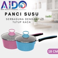 Enamel Milk Pot 18CM 4118 Pink Blue Glass Lid/ ENAMEL Pot 18CM -4118/ENAMEL Milk Pot UK 18CM