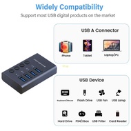 BT 4-Port Hub 4x USB 3 0 Hub Expander with Switch 12V3A 36W Power Adapter Supports Charging for Tabl