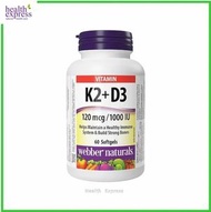 Webber Naturals - 健體護骨維他命 K2 (120 微克)+ 維他命 D3 (1000 IU) 60 粒 [平行進口] 此日期前最佳:2028年02月29日