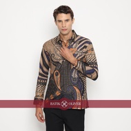 BATIK OLIVER Modern Adult Men's Batik Shirt DIGDA Motif Long Sleeve Slim Fit Premium Latest AMS