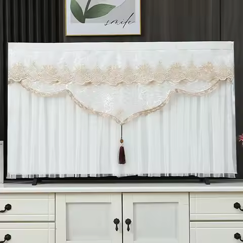 LCD TV Covers Lace Hanging Vertical Dust Flat Curved Surface Monitor Protection Modern Living Room D