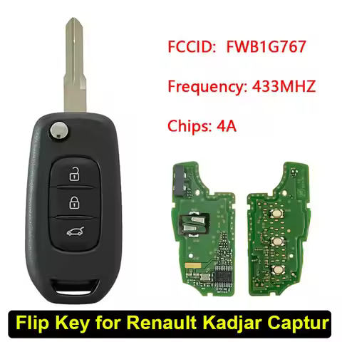 CN010027 Original Flip Key for Renault Kadjar Captur 3Button 433MHz PCF7961M IC: 1788D-FWB1G767