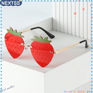 NEXTSS Strawberry Sunglasses, Street Snap Metal Rimless Sun Glasses, Fashion Halloween Costume Y2K S