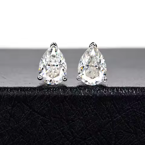 1-4CT Pear Cut Moissanite Earring for Women Simulated Diamond S925 Silver Waterdrop Shape Stud Ear B