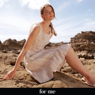 ForMe Striped Linen Dress for Women (Tan)