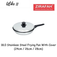 Zirafah Stainless Steel Fry Pan With Cover / Cookware / Kitchenware (24cm / 26cm / 28cm) Zirafah不锈钢煎