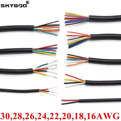 2/5/10M 28 26 24 22 20 18 16 AWG UL2464 Sheathed Wire Cable Copper Signal Cable 2 3 4 5 6 7 8 10 Sof