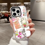 Cute Strawberry Rabbit Sketch Wireless Magnetic Charging Case Compatible For IPhone 11 12 13 15 16 P