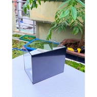 (FIRE) mini fish tank BETTA FISH TANK WITH DECAL STICKER HV Desktop Square Aquarium 18x12x15 - broke