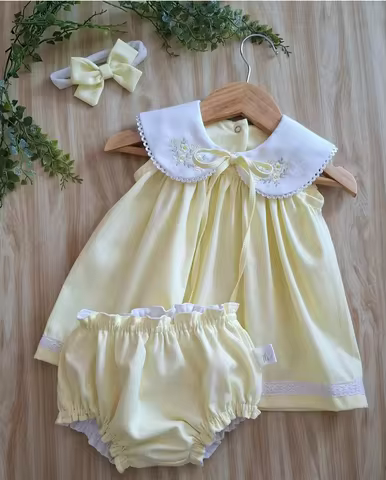 0-6Y Girl Summer Horse Embroidery Outfit Suit for Easter Eid Birthday Holiday Photography B30