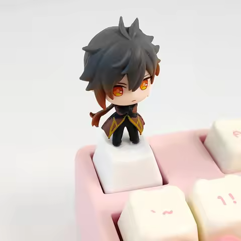 Game Genshin Impact Keycaps Diluc Zhongli Barbara Qiqi Paimon Amber Mona Figurine Replacement DIY Ke