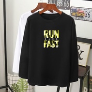 run fast baju t-shirt viral lengan panjang perempuan wanita s m/long sleeve women/muslimah/oversize/100% cotton