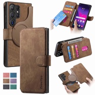 for Galaxy S24 Ultra RFID Blocking Wallet Case, Retro Detachable Leather Case for Samsung S24 Plus/S