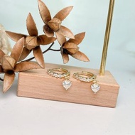 醫療級鋼-鑲鑽愛心墜耳環