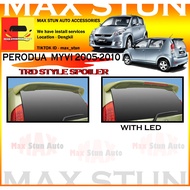 PERODUA MYVI 2005-2010 TRD STYLE SPOILER WITH AND WITHOUT LED MATERIAL FIBER UNPAINT ITEM MYVI OLD S