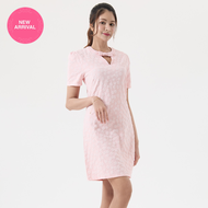 EP ชุดเดรส ผ้าแจ็คการ์ดสีชมพูตกแต่งโบว์ ผู้หญิง สีชมพู | Pink Jacquard Dress with Bow | 00951
