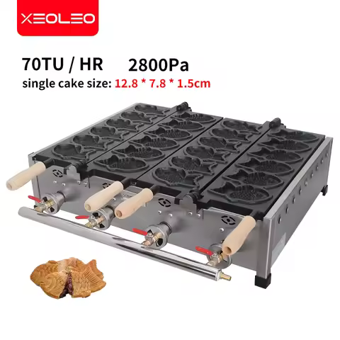 XEOLEO Taiyaki Machine Fish Shaped Waffle Machine Fish Cake Maker 2 Plates Fish Red Bean Waffle Mach