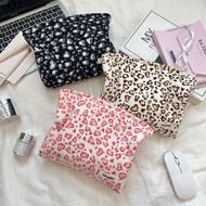 Corduroy Leopard Print Girls Cosmetic Bag/Retro Leopard Print Girls Classy Clutch/Multifunctional Po