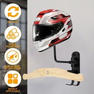 LEOTA Motorcycle Helmet Holder, Wall Mount Wooden Helmet Rack, Easy To Install Hemispherical Surface Sturdy Double Hook Design Jacket Hanger Bike Racing Coats