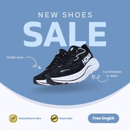 H0KA CLIFTON 10 Running Shoes Black White Free Socks