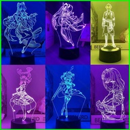 SQ1 Genshin Impact Night Lights 3D Lamp Led Remote Anime Beelzebul Eula Kokomi Thoma Figure Lighting
