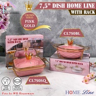 HOME LINE 7.5 inch round and square casteroledeluxe pink gold with stainless chrome gold shelf type 
