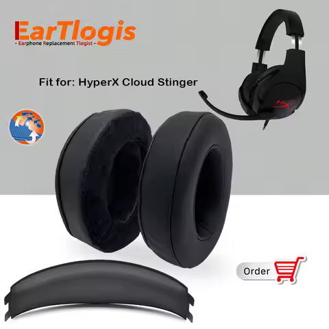 EarTlogis Replacement Ear Pads for Kingston HyperX Cloud Stinger HX-HSCS-BK/AS Headset Parts Earmuff