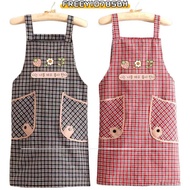 FREEYIO785BH Chef Apron, Cotton Breathable Kitchen Apron,  Flower Korean Style Wear-resistant Cateri
