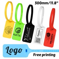 100Pcs Custom Logo Tag Zip Ties Off Labels White Plastic Security Seals Garment Shoes Bag Brand Logo