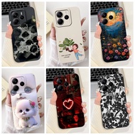 Global Case For Redmi Note 14 4G 5G Cover Luxury Fashion Flowers Kawaii Girl Cute Cat Shockproof She