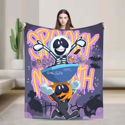 Halloween It’s-a SPOOKY month! Flannel Blanket Skid Pump Soft Durable Throw Blanket for Living Room